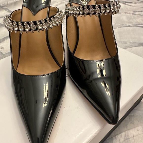Black patent leather mules size 9 used twice (Jimmy Choo look a like) - Picture 1 of 5